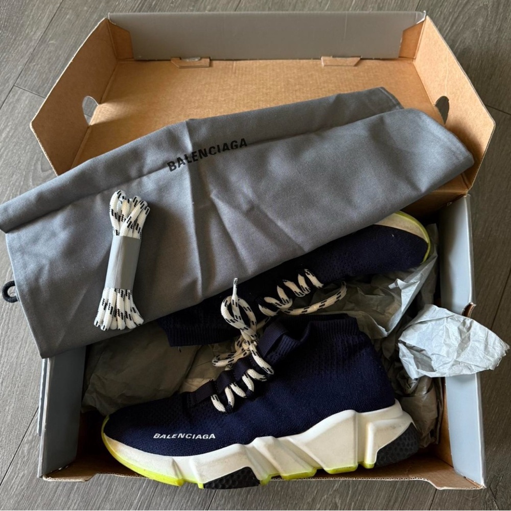 Balenciaga Navy and White Sock Sneakers